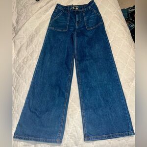 Oat New York Wide Leg Jeans in Dark Blue Denim